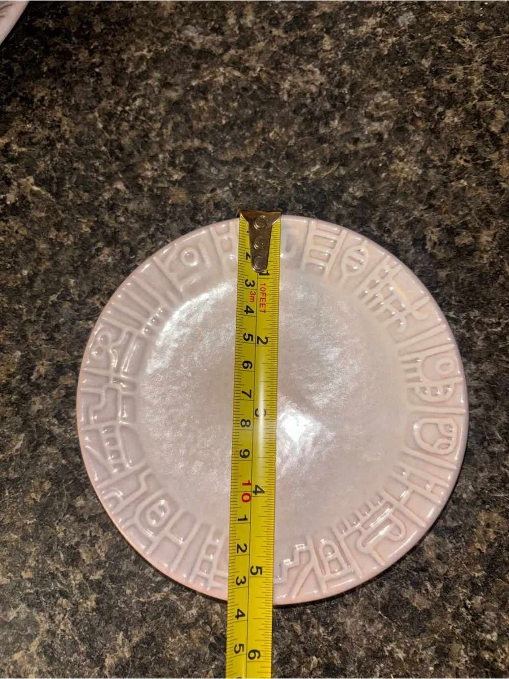 Frankoma White Sand Aztec Saucer Plates Bowl with Aztec Border